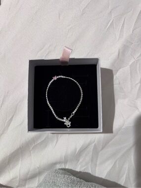 Pandora Silver Bracelet with Pink and Clear Stones